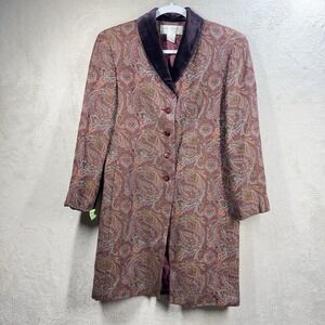 Vintage Jones New York Petite Paisley Blazer Jacket Women's 8P Longer Length